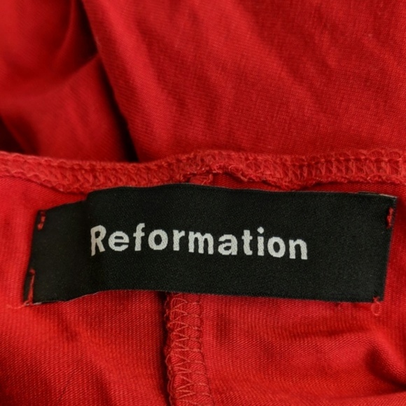 NEW Reformation Eda Ruffle Strap Dress Cherry Red - Picture 7 of 7